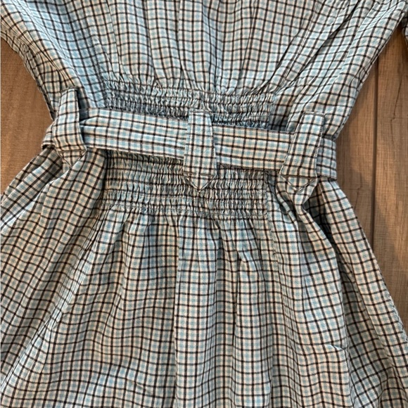 Gramicci Shirt Dress Green Blue Checkered Button tie roll sleeves Small - Picture 4 of 7